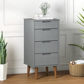Cassettiera Molde Grigia 40x35x82 Cm İn Legno Massello Di Pino /