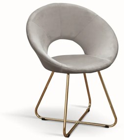 Set di poltroncine ZANTE in tessuto effetto velluto grigio e base in metallo color oro