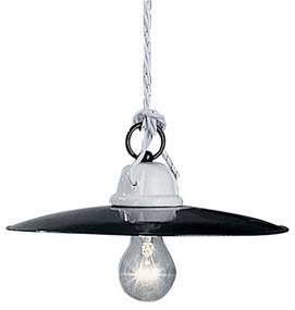 Lampadario Industrial Potenza Ferro E Ceramica Nero Diam. 25Cm 1 Luce E27