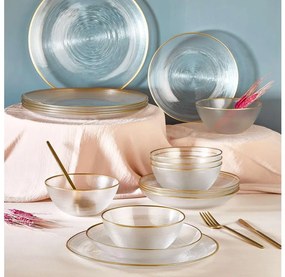 Set da tavola 18 pezzi trasparente/oro/vetro