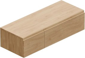 Mobile da bagno sospeso sotto lavabo Step L 120.3 x H 30 x P 46 cm rovere cannettato , 2 cassetti