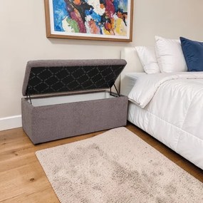 Pouf contenitore 120 cm panca in Tessuto Bouclé Grigio