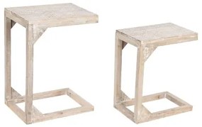 Set di 2 tavoli DKD Home Decor Bianco Marrone 48,3 x 35,5 x 65,4 cm