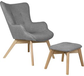 Poltrona con poggiapiedi grigia Niko – Ropez