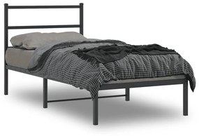 Giroletto Con Testiera İn Metallo Nero 90x190 Cm /