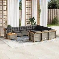 Set Divani da Giardino 11 pz con Cuscini in Polyrattan Grigio 3262056