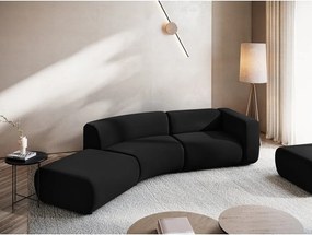 Chaise longue nera (con penisola a sinistra) con rivestimento in velluto Ekahi – Makamii