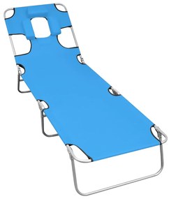 Lettino Prendisole Pieghevole Poggiatesta Acciaio Blu Turchese /
