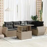 Set Divano da Giardino 6 pz con Cuscini Grigio in Polyrattan 3326641