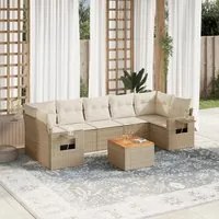 Set Divano da Giardino 8 pz con Cuscini Beige in Polyrattan 3224476