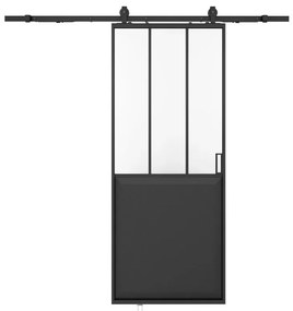 Porta scorrevole atelier con binario Nero H205 cm x L73 cm Vetro temperato smerigliato - ARTISTO II