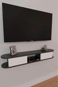Mobile TV Sospeso 120x20x18 cm 2 Ante E Vano A Giorno Omega Antracite E Bianco