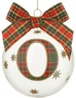 Pallina Natale con lettera O 10 cm tartan