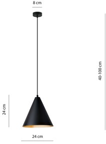 Sospensione Nordica Ninhursag 1 Luce In Acciaio Nero E Oro