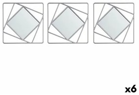 Set di Specchi Quadrato Astratto Argentato polipropilene 78 x 26 x 2,5 cm (6 Unità)