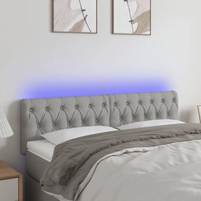 Testiera A Led Grigio Chiaro 160x7x78/88 Cm İn Tessuto /