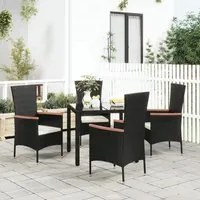 Sedie da Giardino con Cuscini 4 pz in Polyrattan Nere 319527