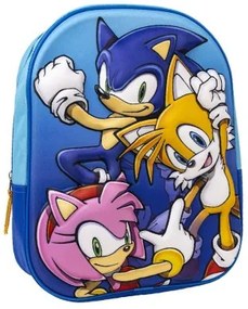 Zaino Scuola 3D Sonic 25 x 31 x 9 cm Azzurro