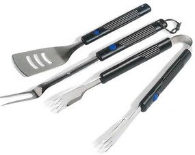 Set utensili barbecue tre pezzi con manici allungabili bachelite include spatola pinza e forchettone resistenti al calore