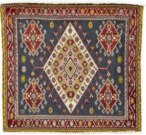 Shiraz Tappeto 60 x 50 Rosso (Iran) Annodato A Mano