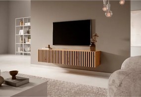 Mobile TV Sospeso Listellato 140 Cm Rovere E Nero Astra