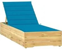 Lettino da Giardino con Cuscino Blu Legno Pino Impregnato 3065913