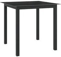 Tavolo da Giardino Nero 80x80x74 cm in Alluminio e Vetro cod mxl 34203