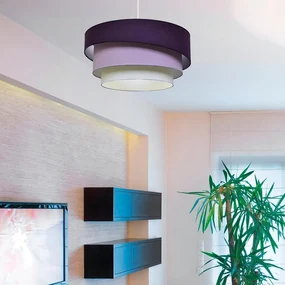 Lampadario Moderno Triplo Cilindro bianco paralume bianco sporcoviola E27 Ø58cm