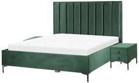 Set camera da letto velluto verde scuro 180 x 200 cm SEZANNE Beliani