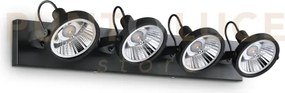 Glim spot con 4 faretti attacco gu10  lampadina inclusa nero