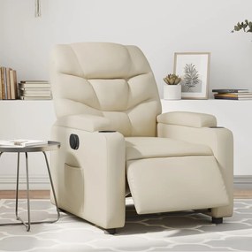 Poltrona Reclinabile Elettrica Crema İn Similpelle /