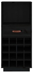 Portabottiglie nero 45x34x100 cm in legno massello di pino
