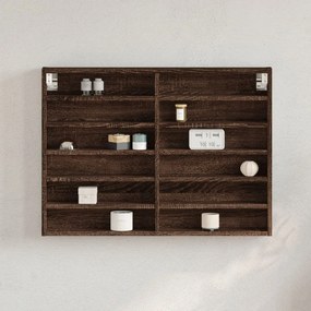Armadietto Vetrina Rovere Marrone 80x8,5x58cm Legno Multistrato /