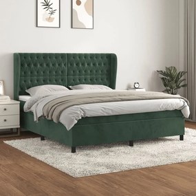 Giroletto A Molle Con Materasso Verde Scuro 160x200 Cm Velluto /