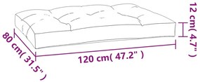 Cuscino per Pallet Motivo a Quadri Nero 120x80x12 cm in Tessuto