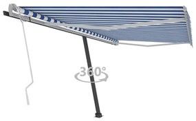 Tenda Retrattile Manuale Autoportante 400x300 Cm Blu/bianco /