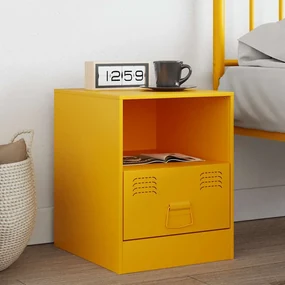 Comodino Giallo Senape 34,5x39x44 Cm İn Acciaio /