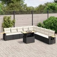 Set Divani da Giardino 11 pz con Cuscini in Polyrattan Nero 3273702