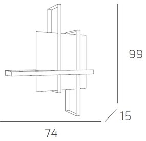 Applique Moderna Cross Metallo Nero Vetro 4 Luci E27 74Cm