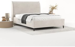 Letto matrimoniale imbottito crema con spazio contenitivo e rete 160x200 cm Shell - Maison de Rêve