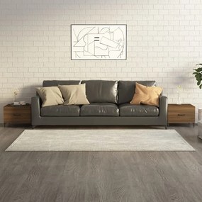 Tavolini salotto gambe in metallo 2pz rovere marrone 50x50x40cm