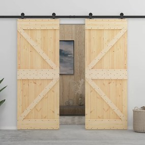 Porta Scorrevole Con Set Hardware 100x210 Cm İn Legno Di Pino /