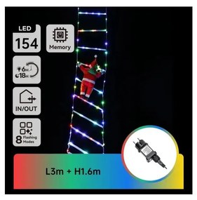 Aigostar - LED RGBY decorazione natalizia per esterni 154xLED/3,6W/230V/8 funzioni 1,6m IP44