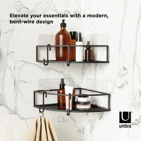 Mensole angolari nere autoportanti in acciaio per bagno 2 pezzi Cubiko - Umbra