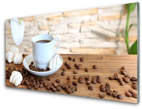 Quadro su vetro acrilico Tazza da caffè in grani da cucina 100x50 cm