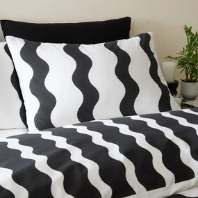 Set copripiumino e federa bianco e nero per letto matrimoniale 200x200 cm Waves – Sassy B