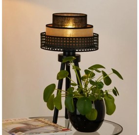 Brilagi - Lampada da tavolo DAKOTA LUNETA 1xE27/15W/230V nero/rattan