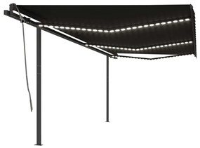 Tenda da Sole Retrattile Manuale con LED 6x3 m Antracite