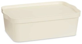 Scatola portaoggetti con coperchio Crema Plastica 14 L 29,5 x 14,3 x 45 cm (12 Unità)