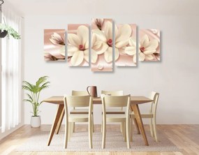 Quadri 5 pezzi – Magnolia di lusso con perle